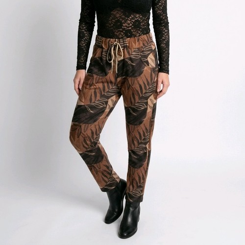 Damenhose samt blatt muster - blatt,